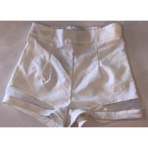 White high waisted mesh cut out short